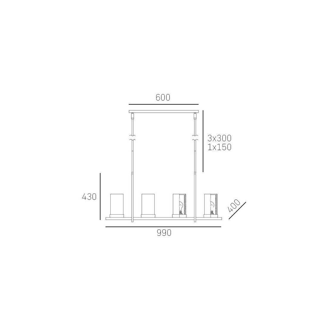 Hängeleuchte Miami lang