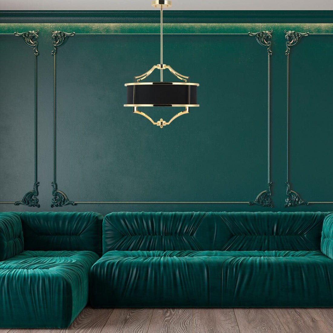 Hängeleuchte Manhattan Gold Schwarz klein