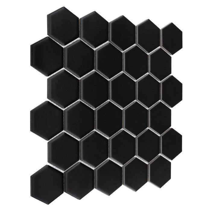 Mosaik Hexagon Schwarz Matt