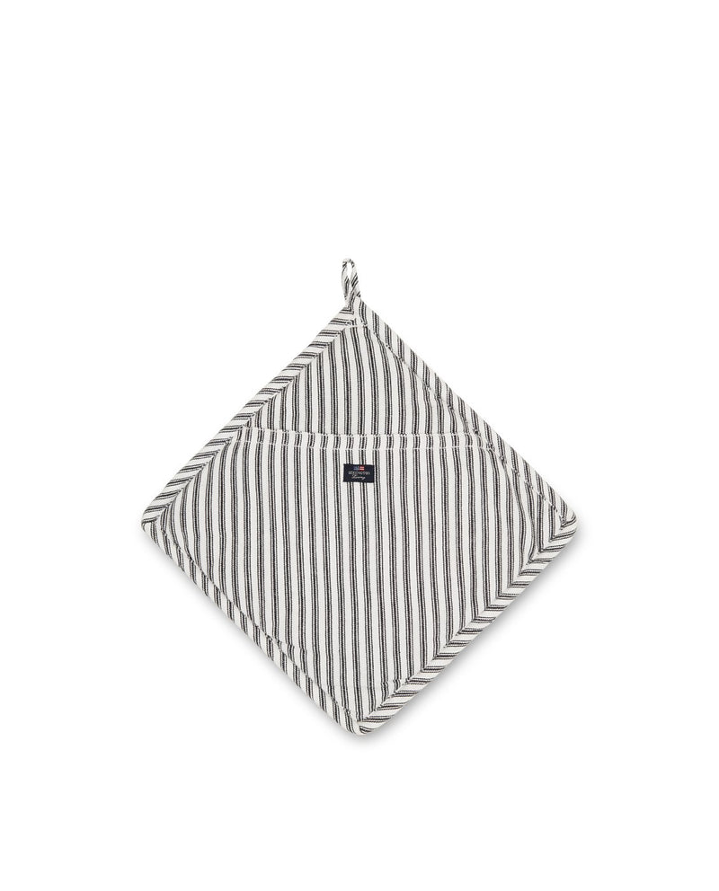 Lexington Icons Cotton Herringbone Striped  Topflappen - black white