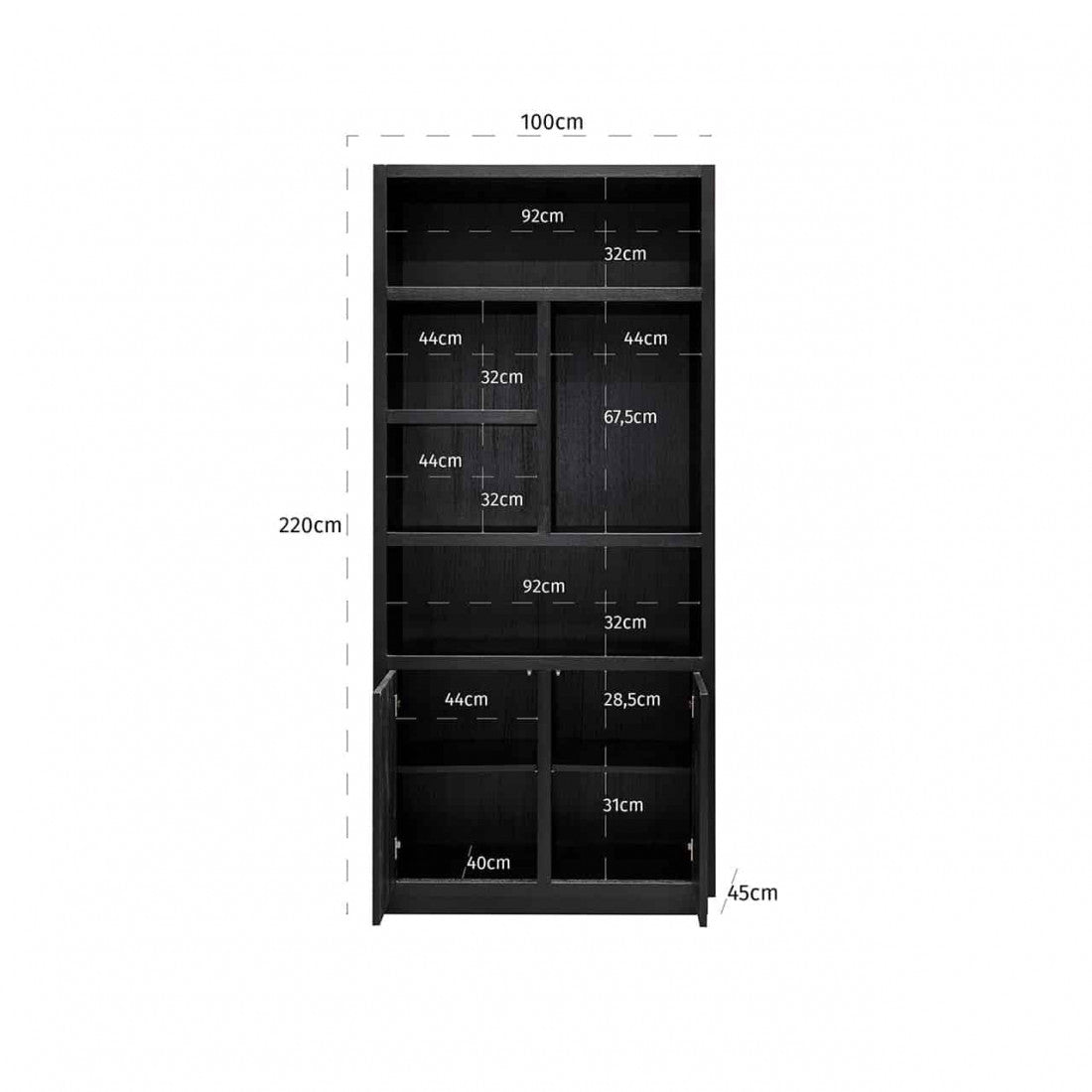 Richmond Bücherschrank Oakura 2-Türig 220 cm