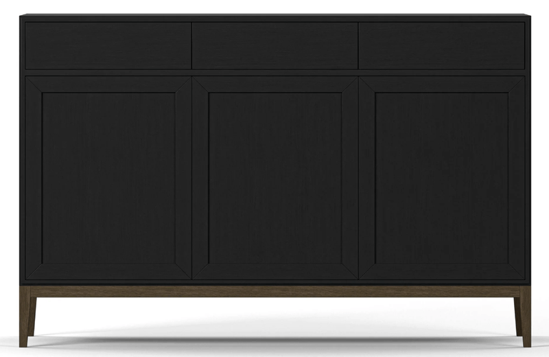 Sideboard High Edge 2.0  Schwarz gebürstet Walnussholz