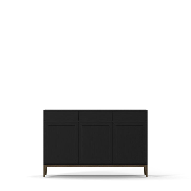 Sideboard High Edge 2.0  Schwarz gebürstet Walnussholz