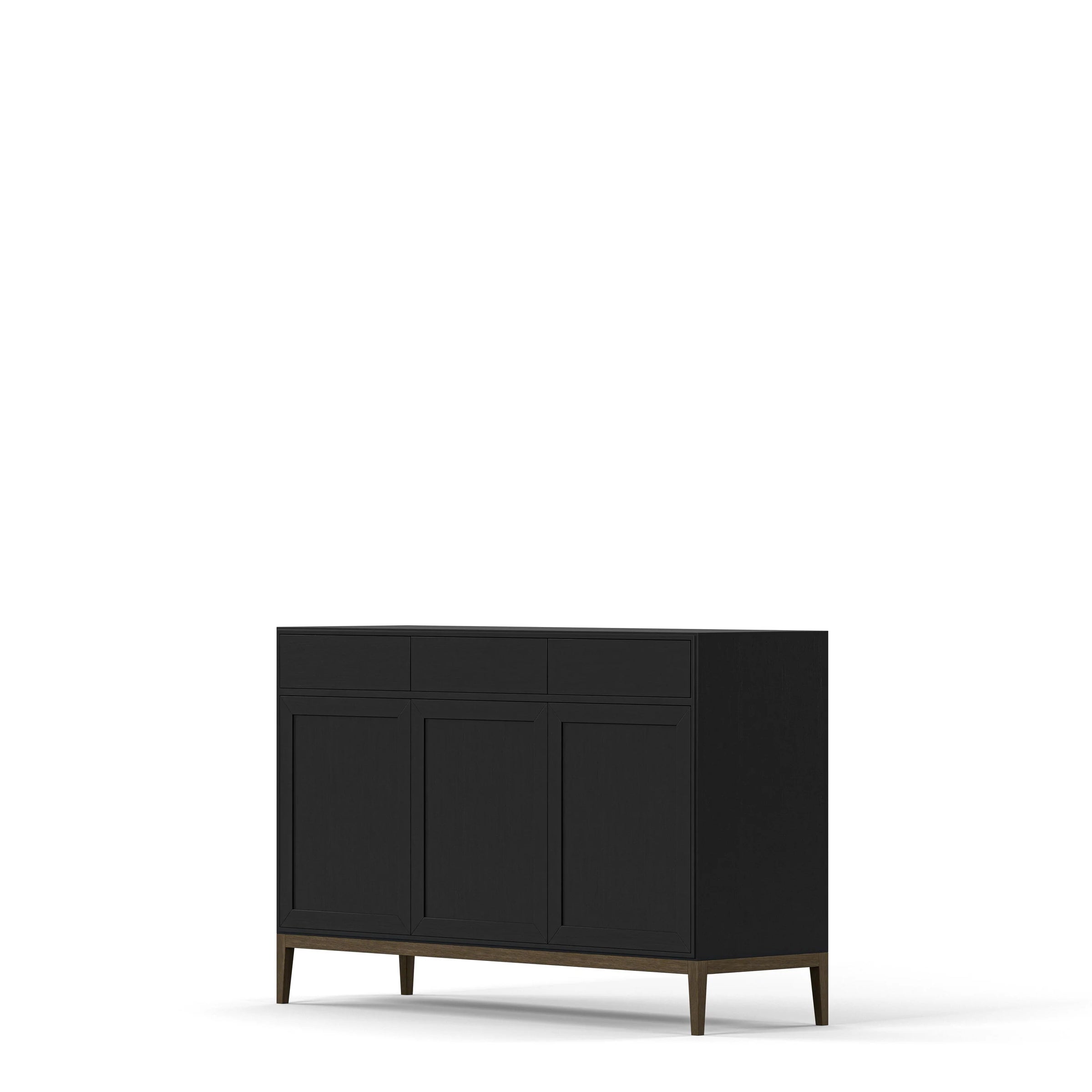 Sideboard High Edge 2.0  Schwarz gebürstet Walnussholz