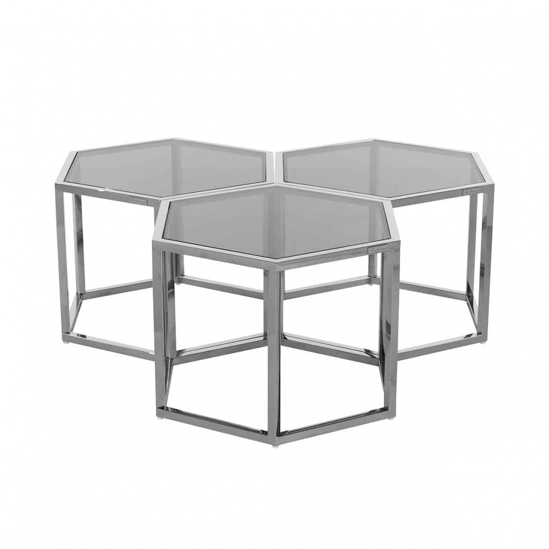 Richmond Couchtisch Penta 3er Sechseck silver