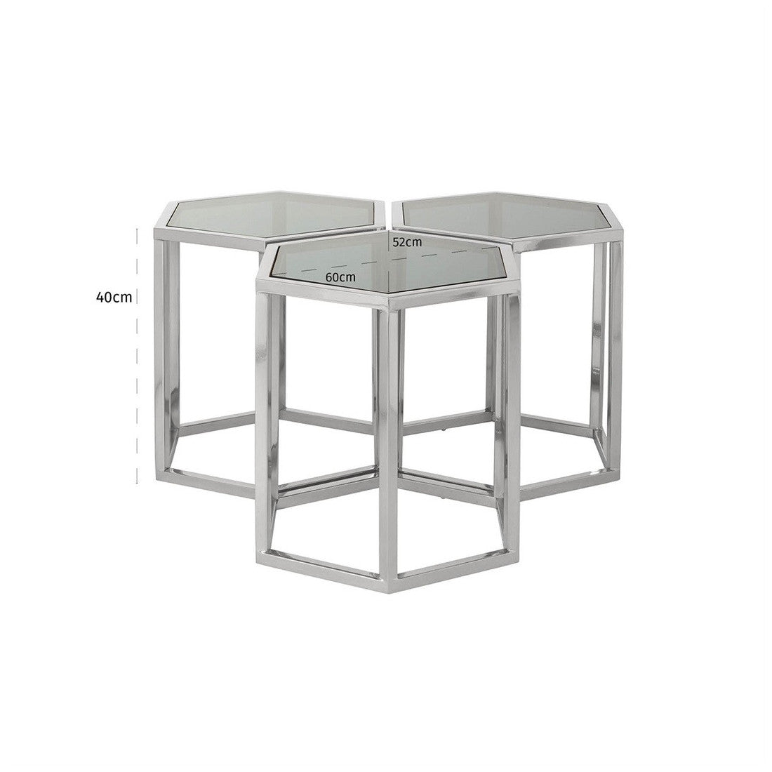 Richmond Couchtisch Penta 3er Sechseck silver