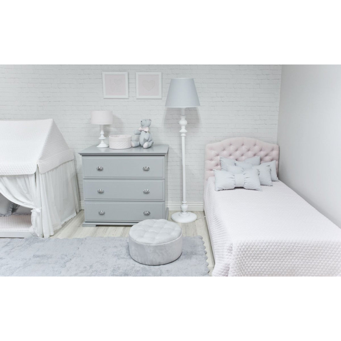 Caramella Polsterbett Chesterfield Grau