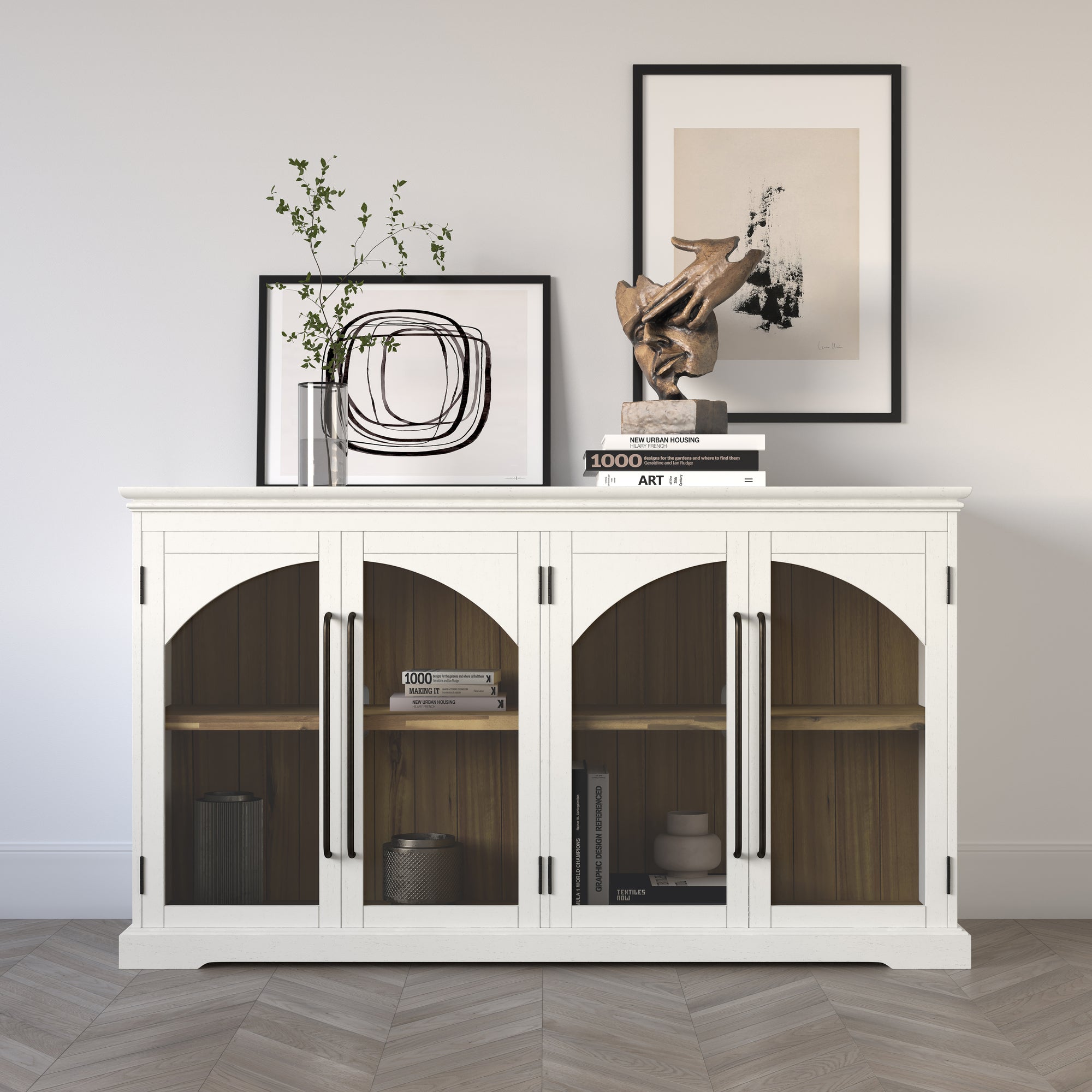Sideboard Avola Art-Deco used white