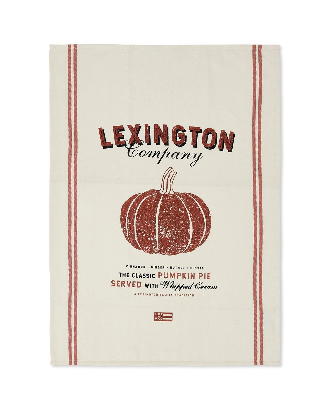 Lexington Pumpkin Printed Organic Cotton Kitchen Towel White Rustic Brown 50x70