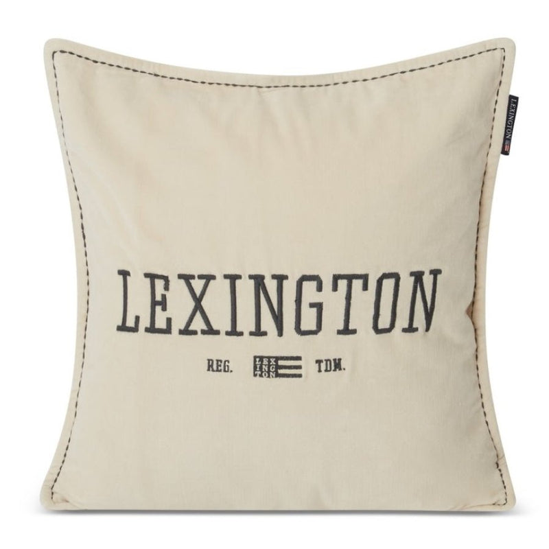 Lexington Logo Message Velvet Kissenhülle - light beige