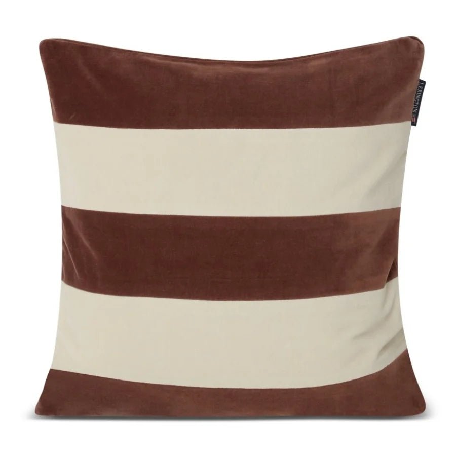 Block Striped Velvet Kissenhülle - brown/light beige