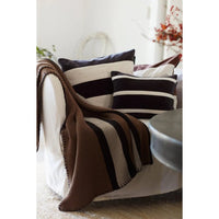 Block Striped Velvet Kissenhülle - brown/light beige
