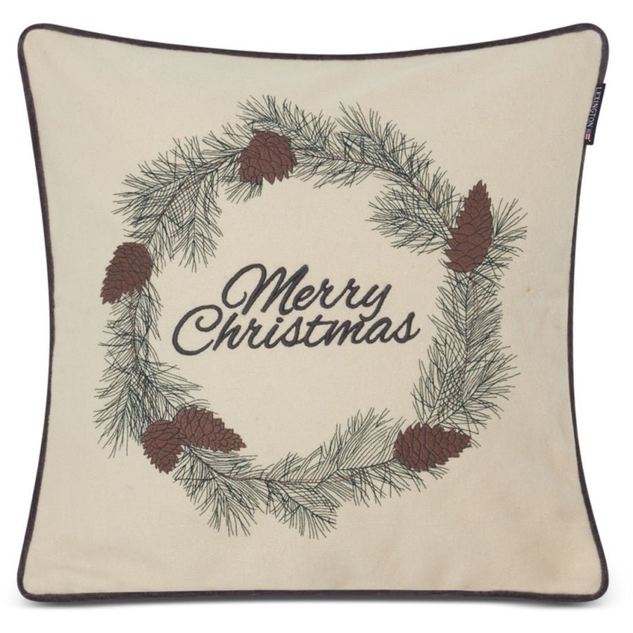 Lexington Merry Christmas Kissenhülle - White/Green/Beige