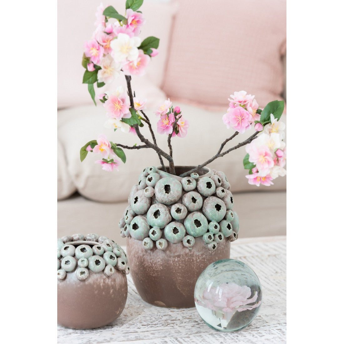 Briefbeschwerer Blume im Glas rose