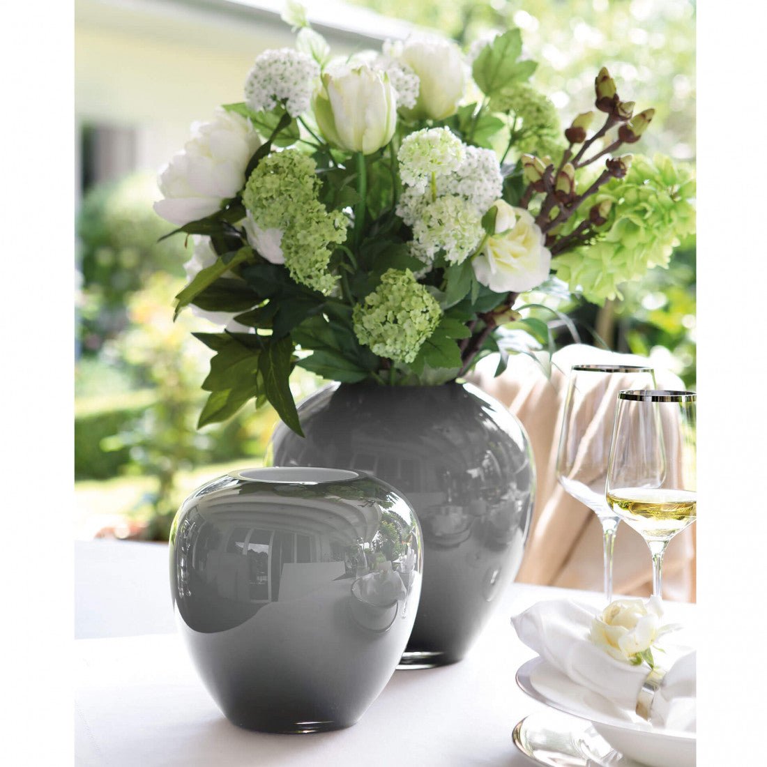 Vase Losone H25 cm opal grau