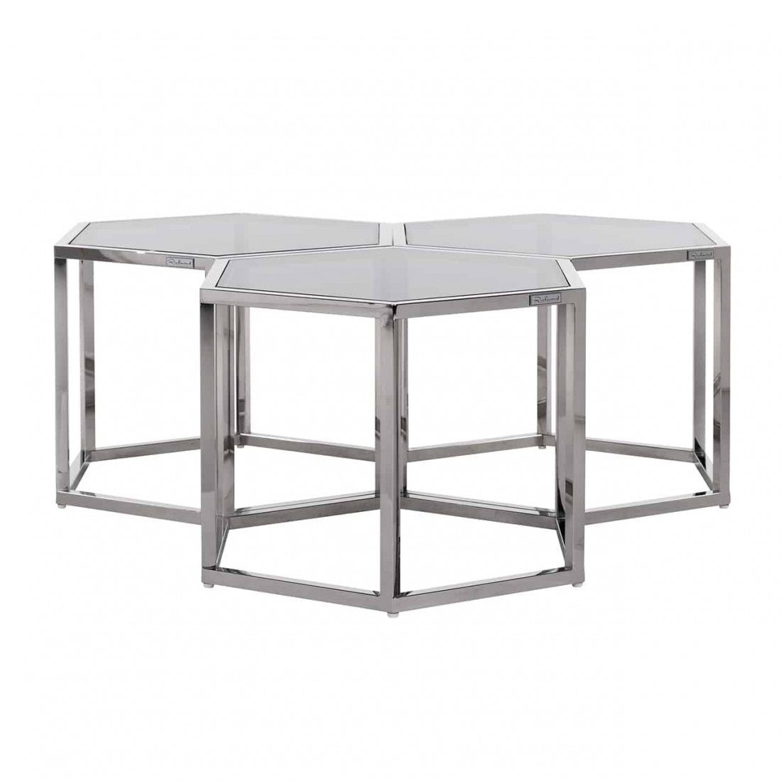 Richmond Couchtisch Penta 3er Sechseck silver