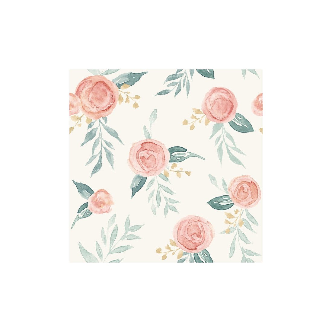 Magnolia Home Watercolor Roses Wallpaper - Coral