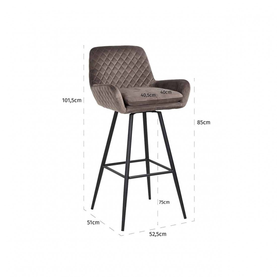 Richmond Barstuhl Linsey drehbar Stone Velvet
