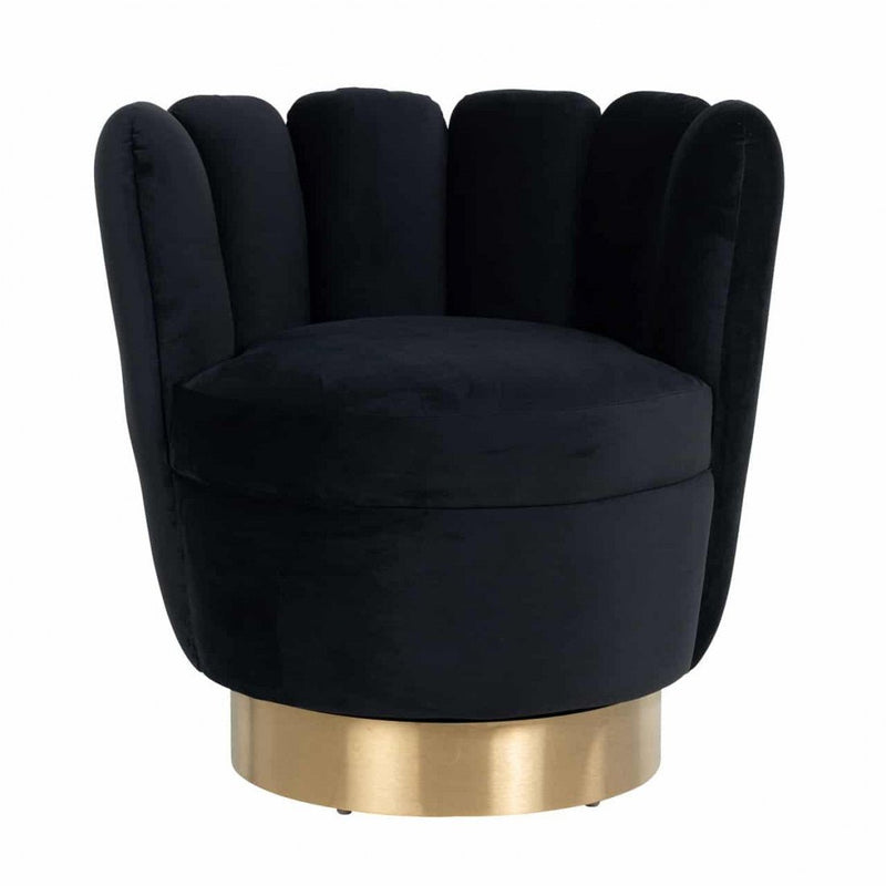 Richmond Sessel Mayfair Black Velvet Brushed gold